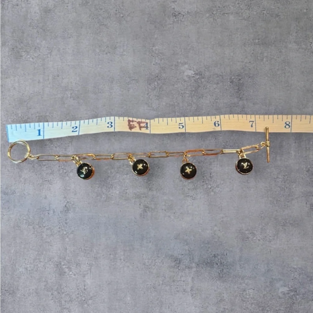 Upcycled Gold LV Charm Bracelet